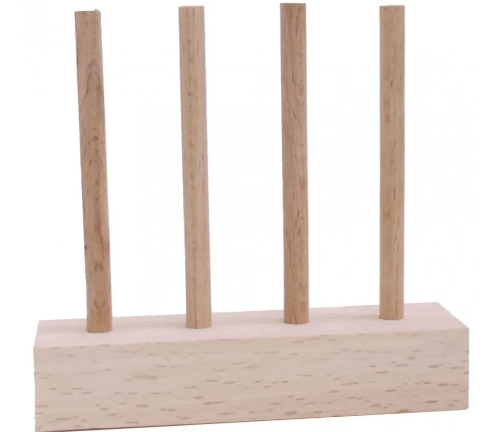 Abaque de tri bois - Socle 4 tiges + 40 jetons rouge vert jaune bleu