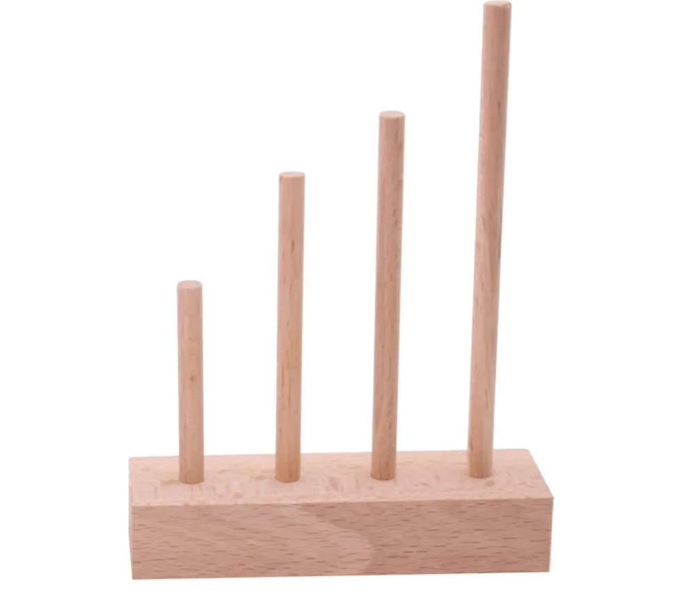 Abaque de tri bois - Socle 4 tiges taille progressive sans jetons