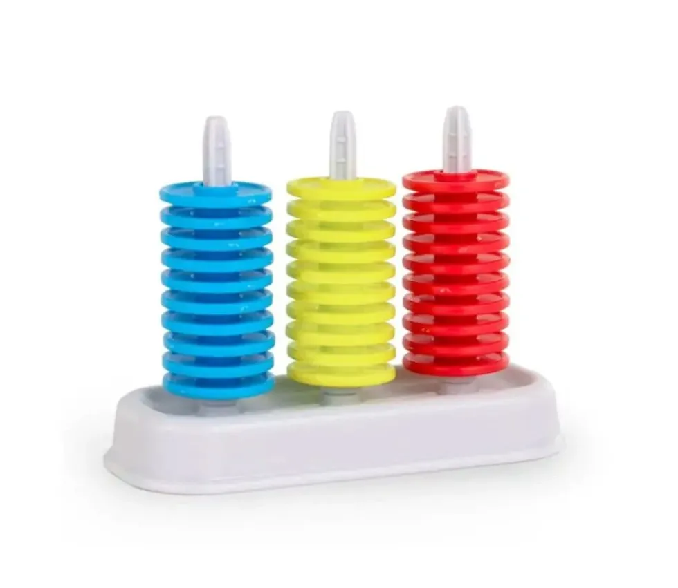4 Abaques de tri - 4 Socles 3 tiges + 120 jetons à enfiler - petit boulier