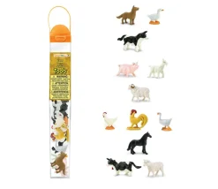 12 Animaux de la FERME figurines dans un tube de rangement 6 cm