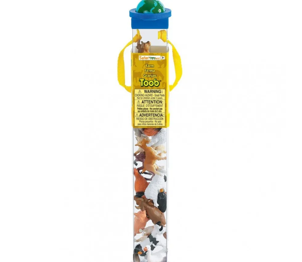12 Animaux de la FERME figurines dans un tube de rangement 6 cm