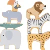 7 animaux de la savane en bois colorés