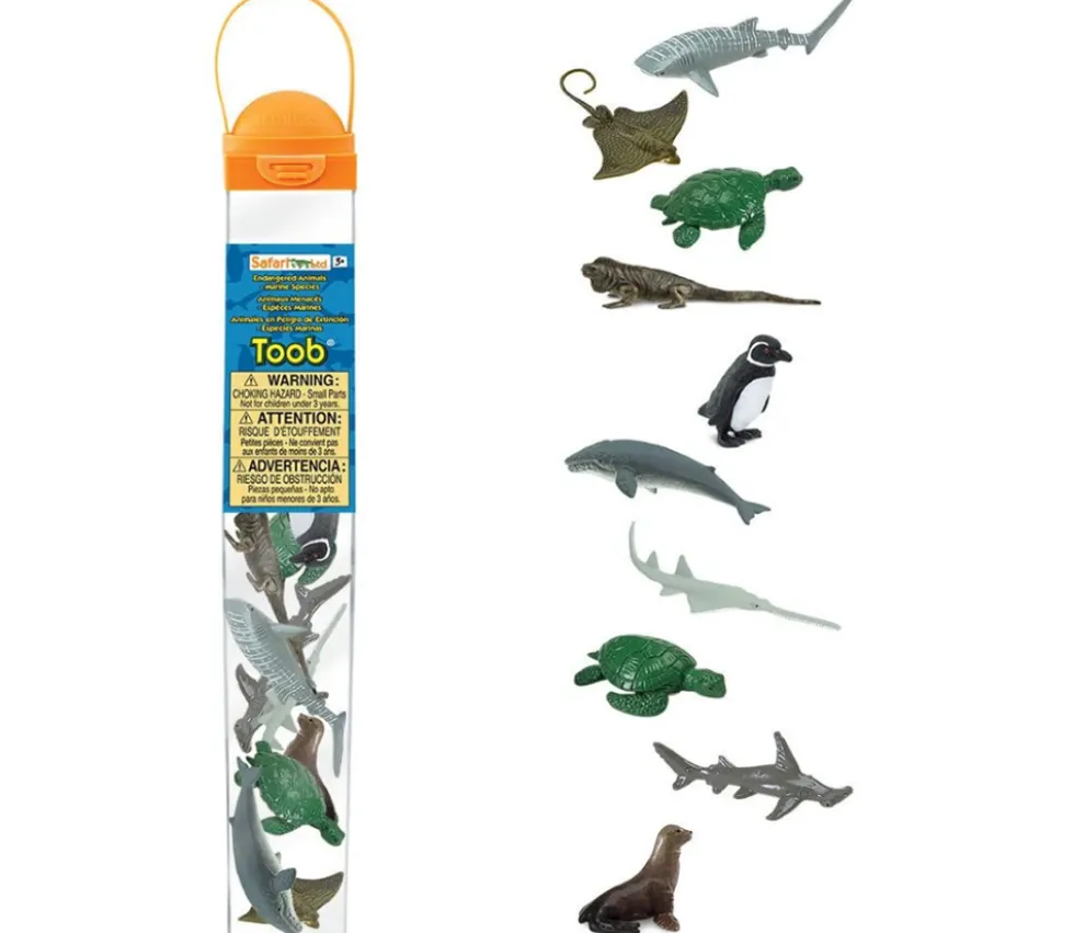 10 Animaux en danger - espèces marines menacées dans un tube de rangement