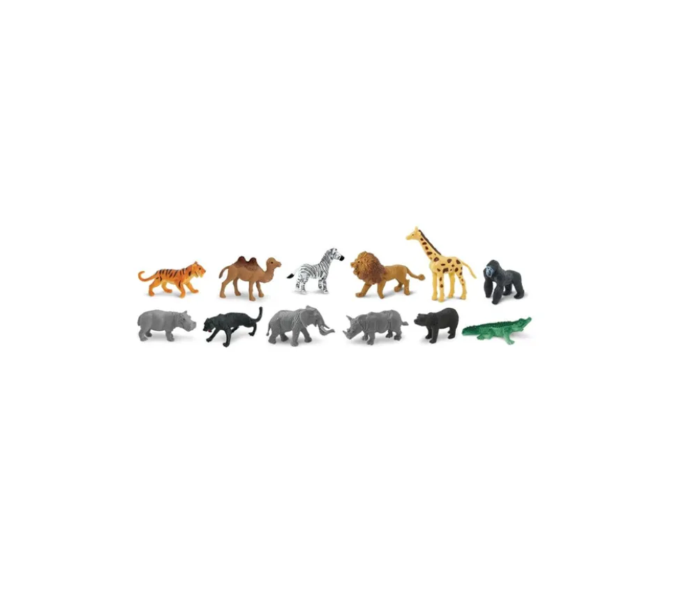 12 Animaux Sauvages SAVANE dans un tube de rangement