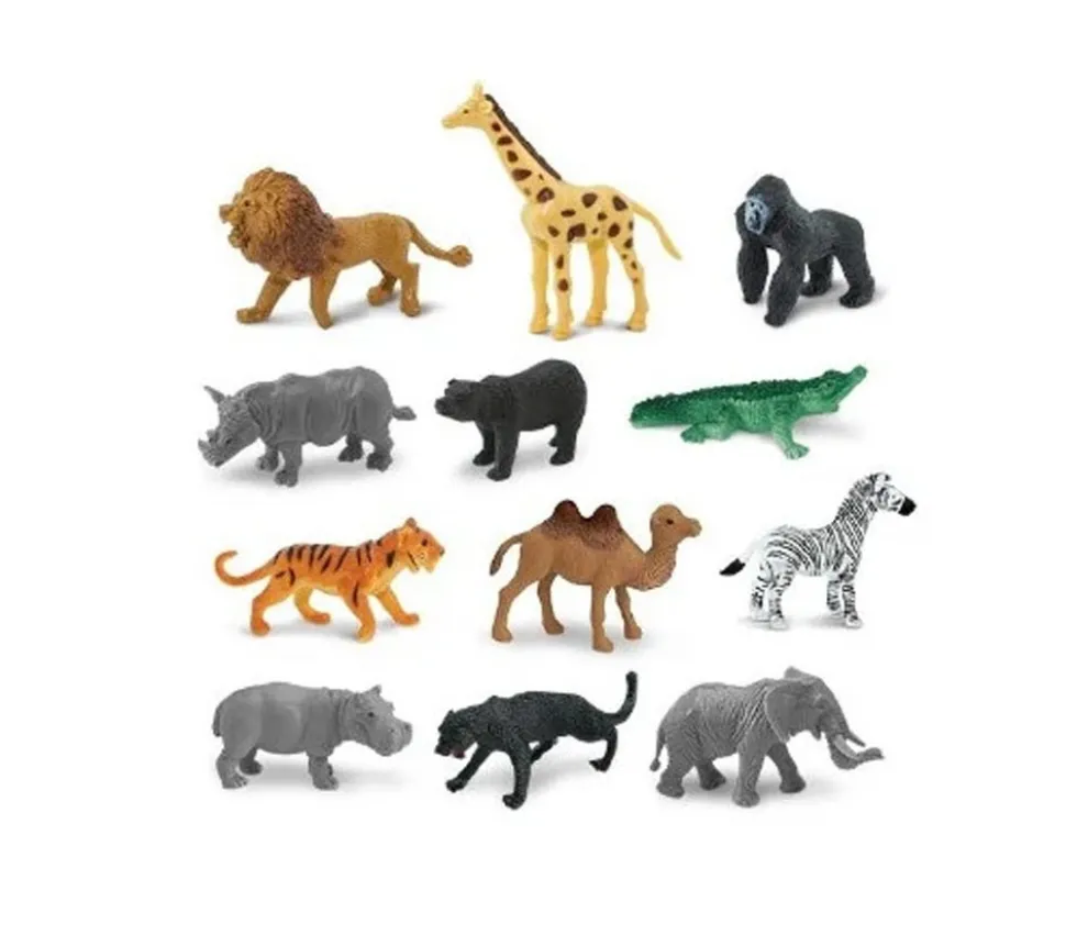 12 Animaux Sauvages SAVANE dans un tube de rangement