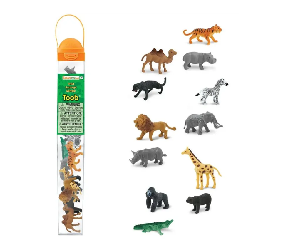 12 Animaux Sauvages SAVANE dans un tube de rangement