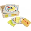 Apprentissage de l'heure en bois - Horloge + 12 cartes jeu