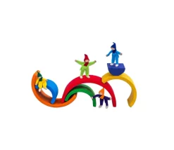 Arc-en-ciel multicolore en bois - 6 pièces