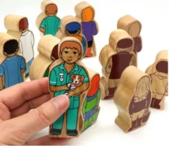 Assistant fermier en bois coloré 100 x 53 x 25 mm personnage jeu