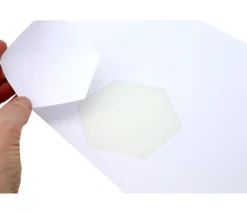 6 autocollants hexagones 95 mm blancs à imprimer sur feuille A4
