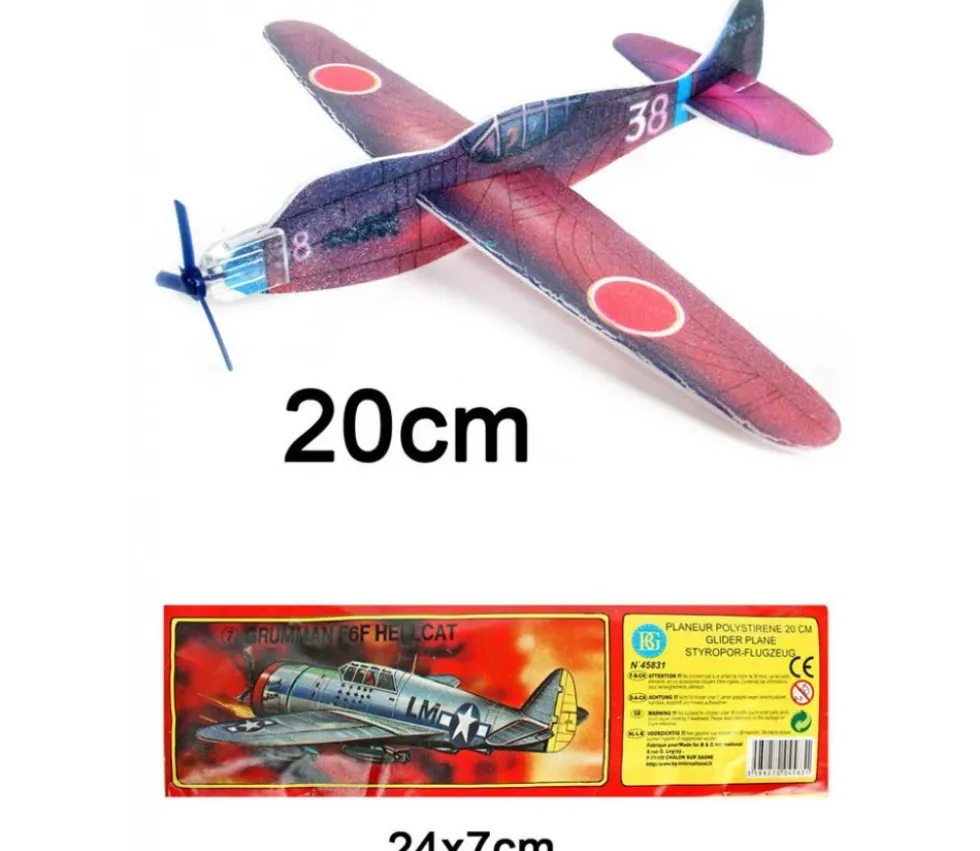 Avion planeur 19 cm en polystyrène
