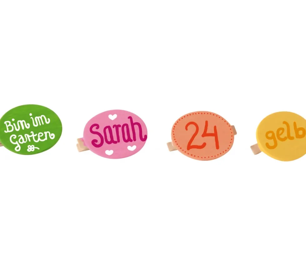 10 Badges neutres en bois 5 cm avec pince à personnaliser