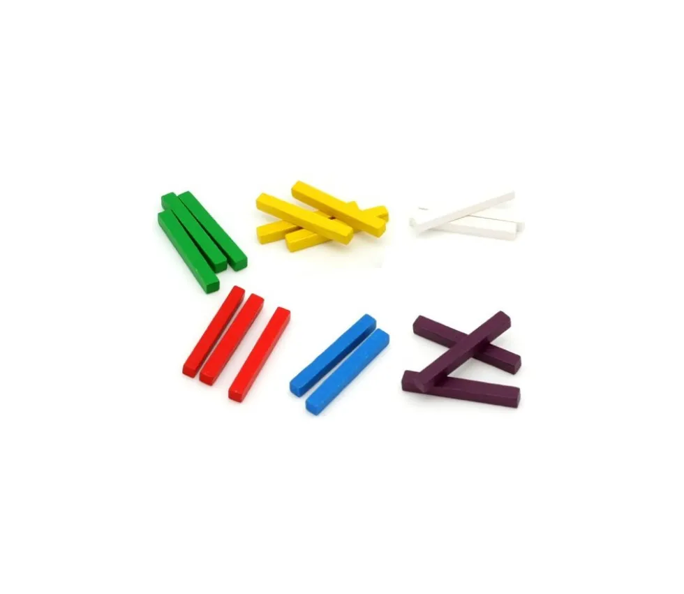 60 Baguettes en bois multicolores 5x5x39 mm