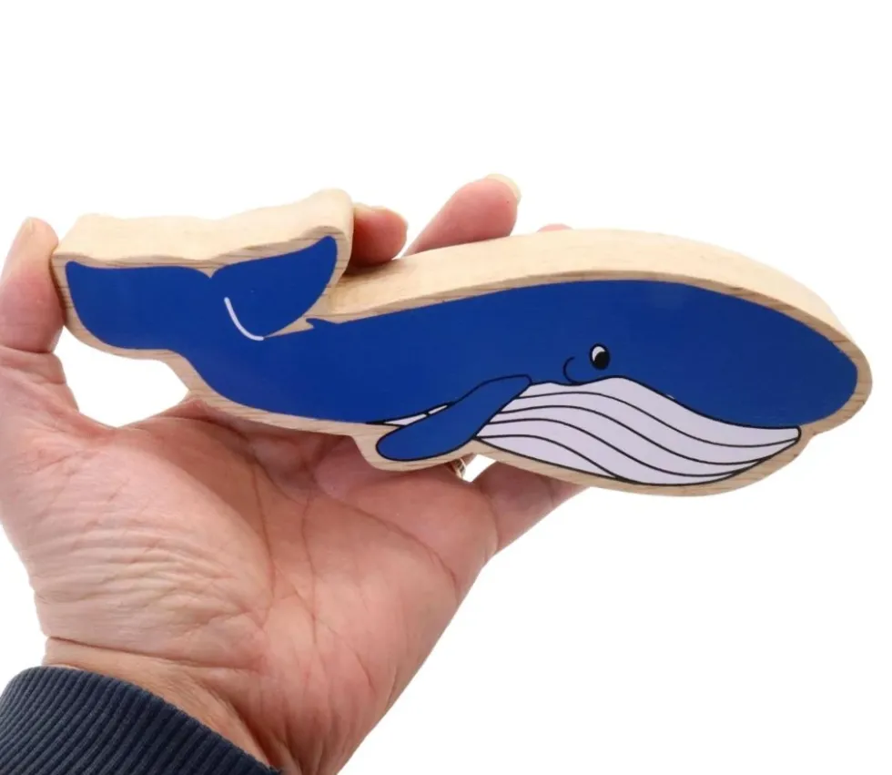 Baleine bleue en bois 17.5 x 5.4 x 2.5 cm