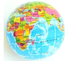 Balle globe terrestre 7.5 cm type antistress