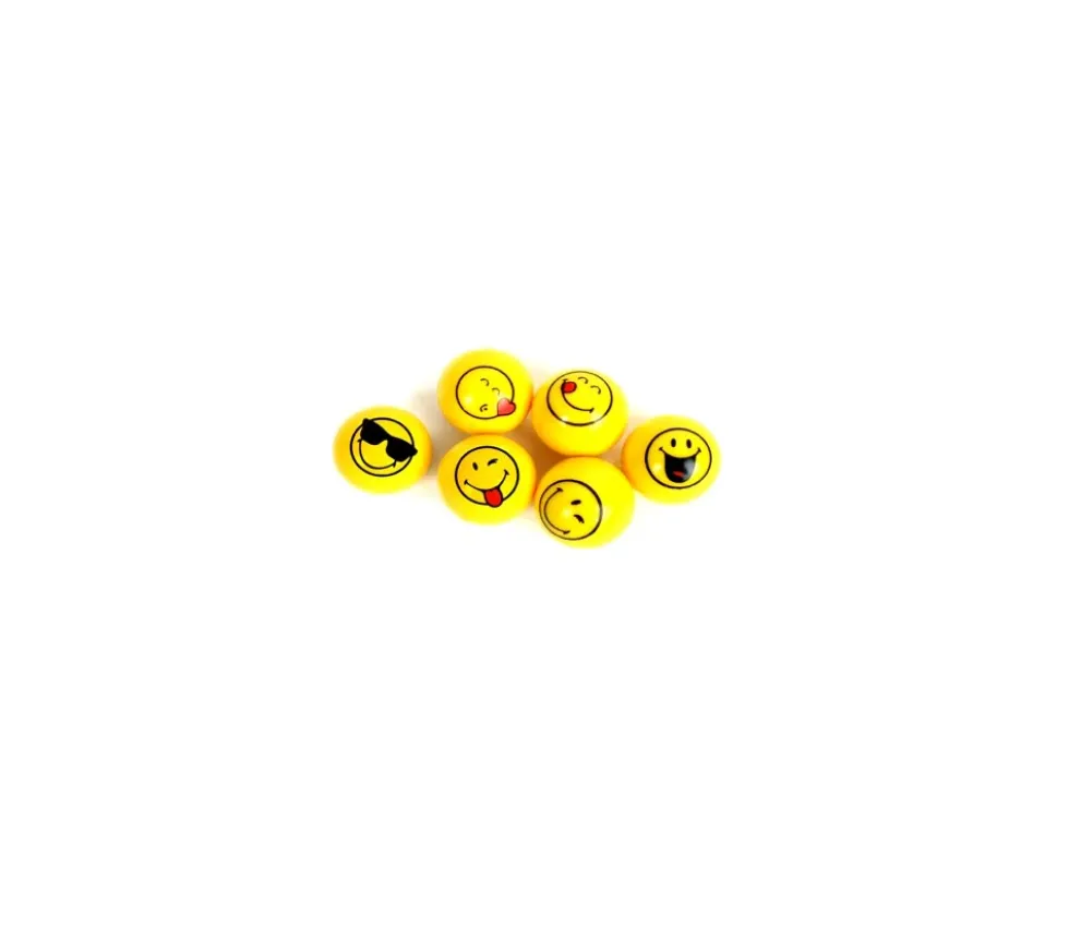 6 Balles smiley Super Rebond 3 cm de diamètre - rebondissantes