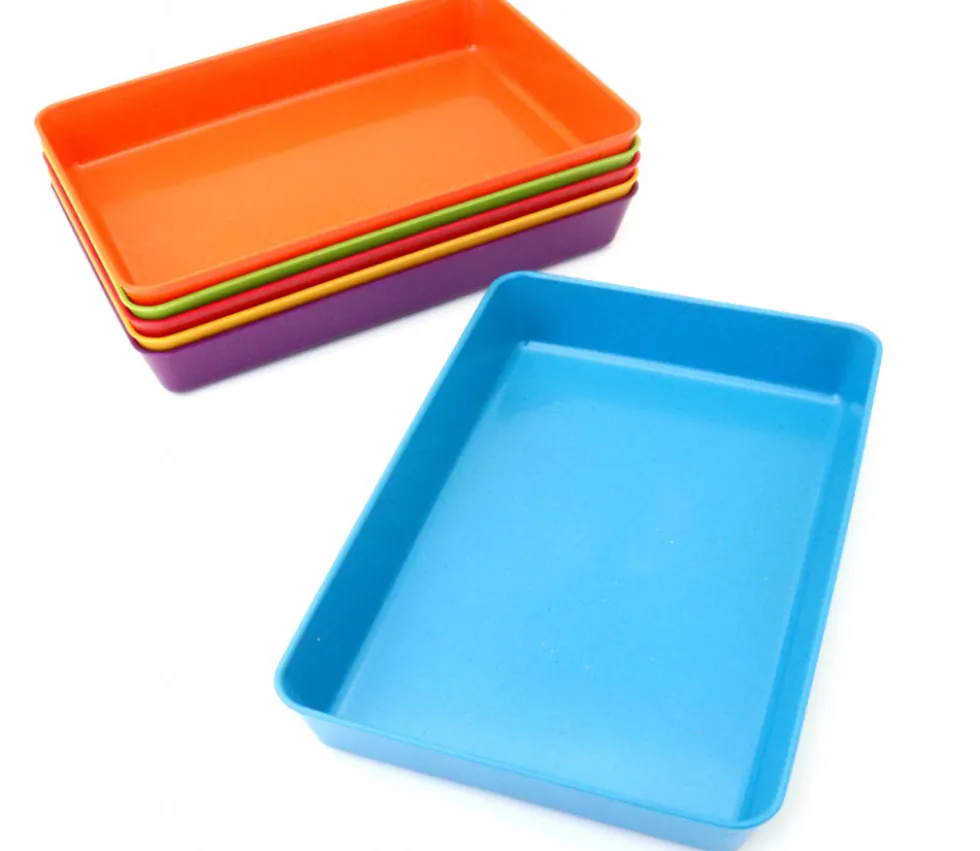 6 barquettes plateaux colorés Bioplastique 12 x 18 x 2.5 cm PM