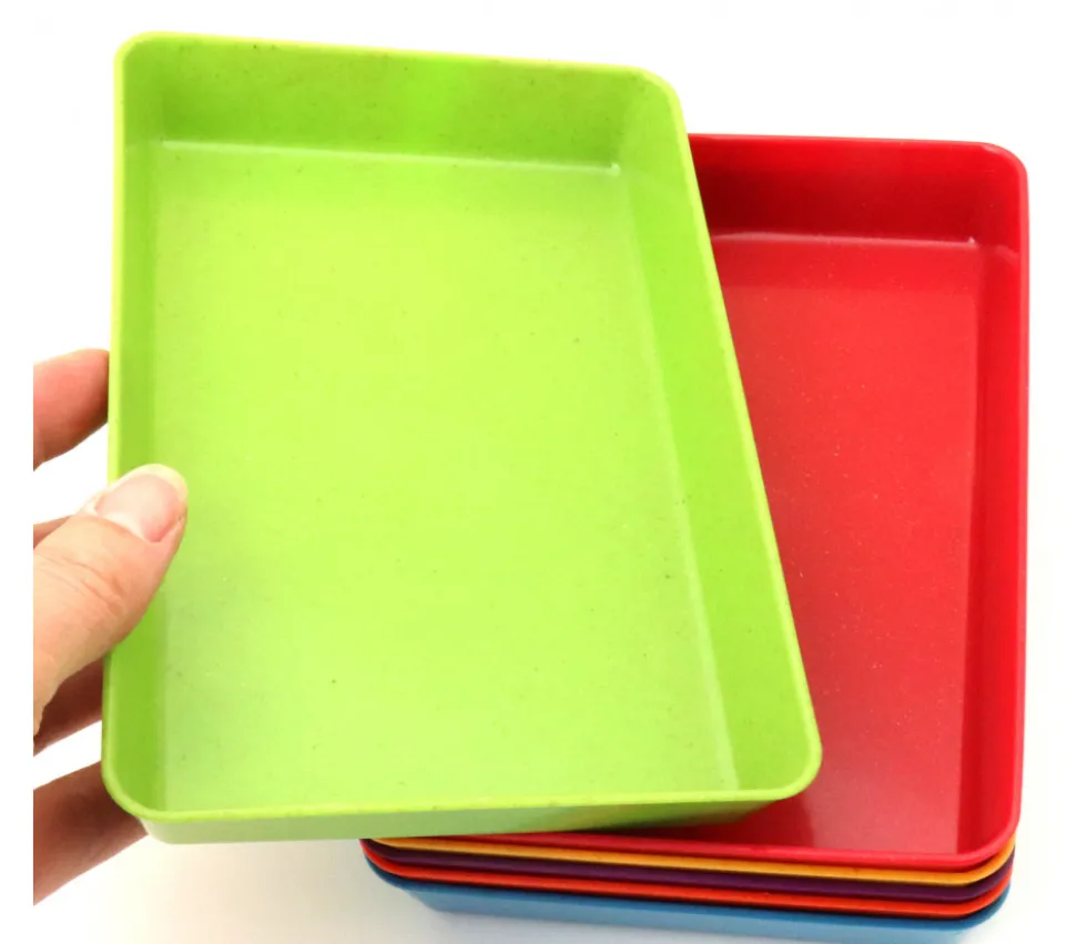 6 barquettes plateaux colorés Bioplastique 12 x 18 x 2.5 cm PM