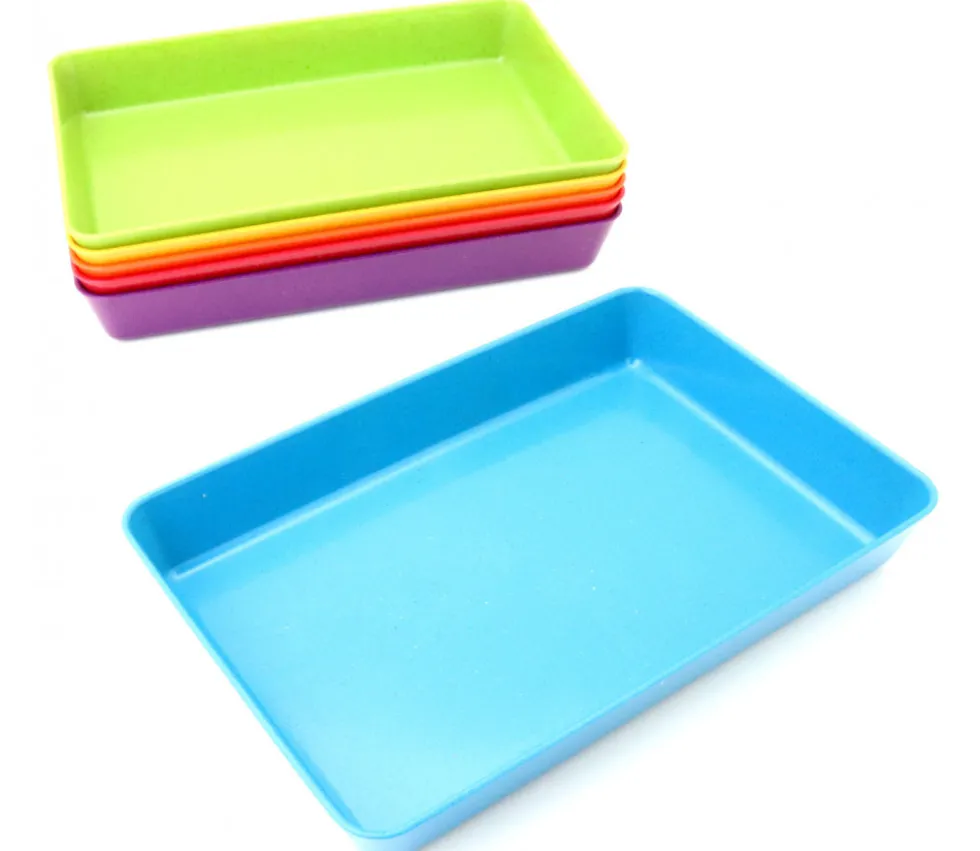 6 barquettes plateaux colorés Bioplastique 12 x 18 x 2.5 cm PM