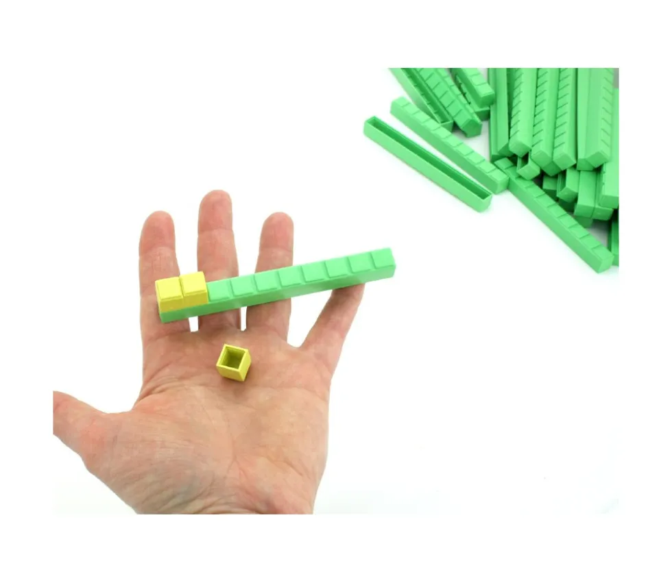 50 barres dizaines vertes 10 x 1 x 1 cm encastrables