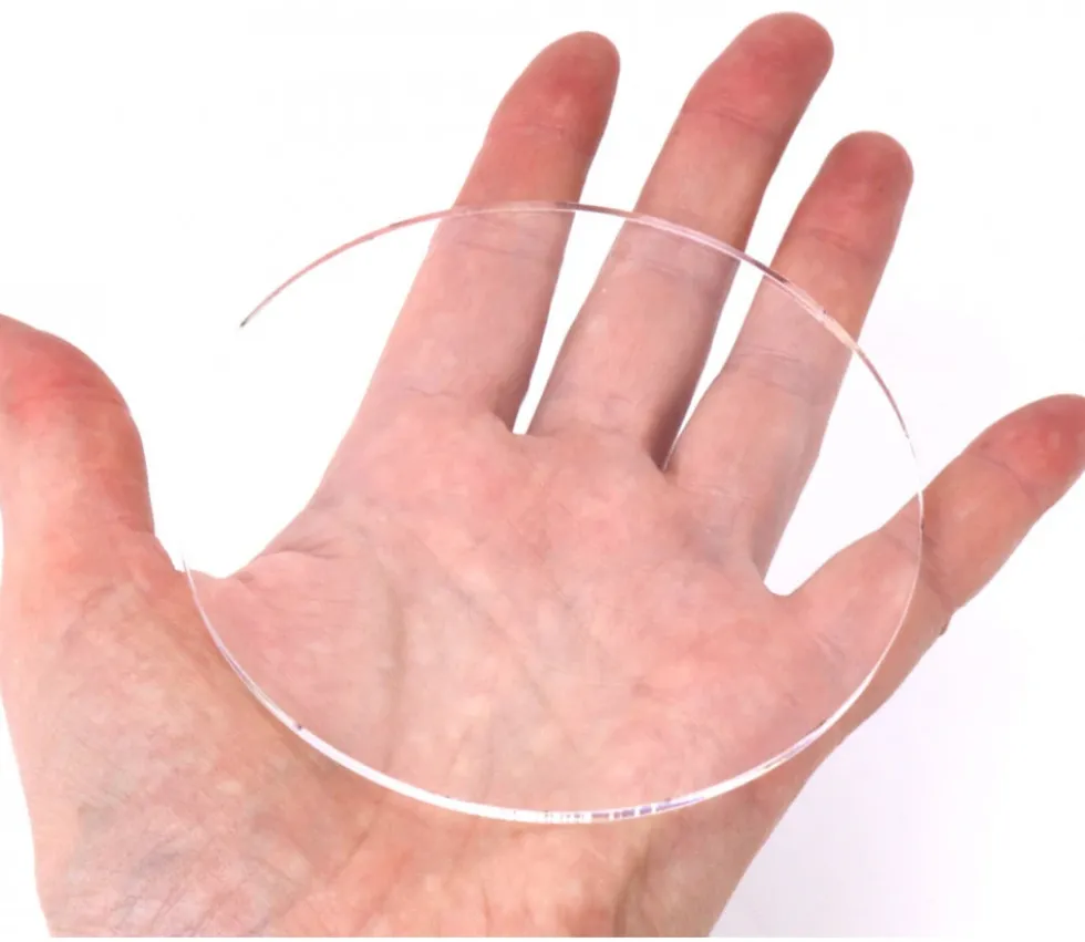 Base ronde 10 cm transparente en plexiglas