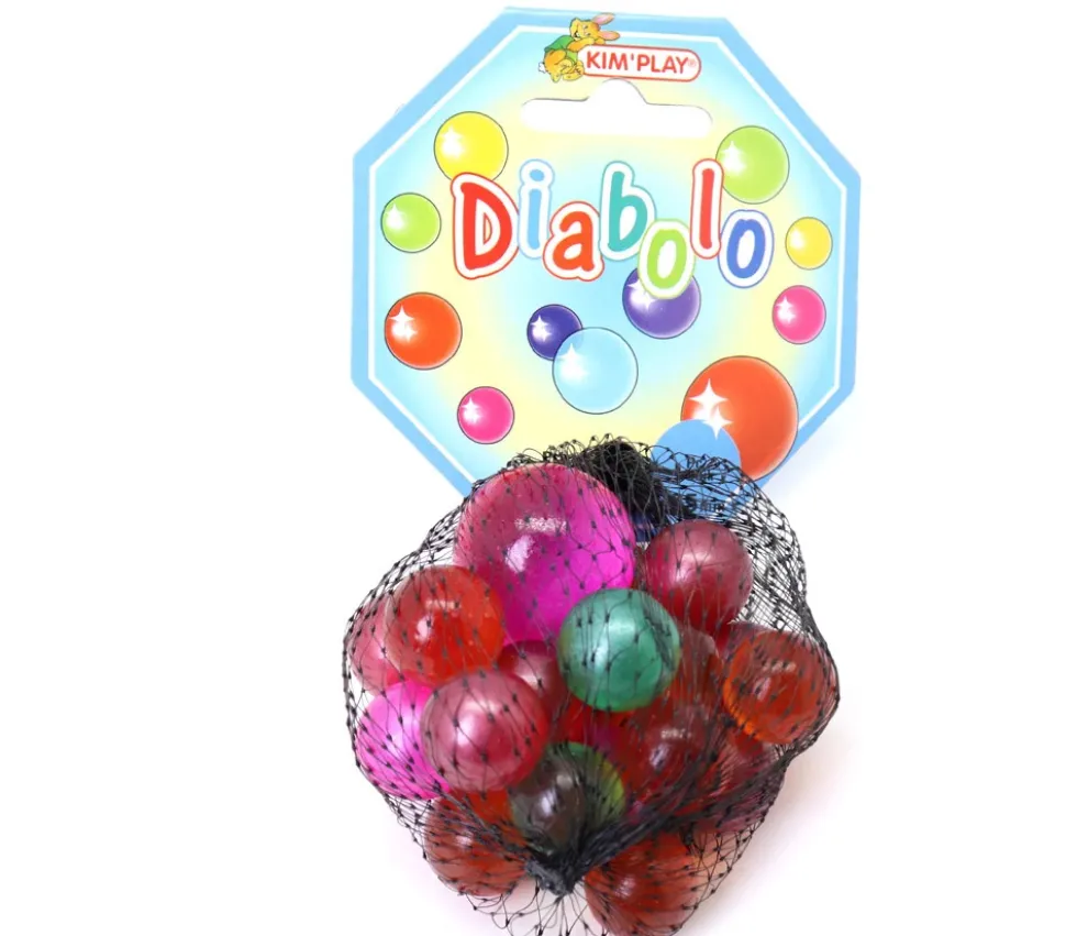 20 Billes diabolo multicolores 16 mm + 1 calot 25 mm -