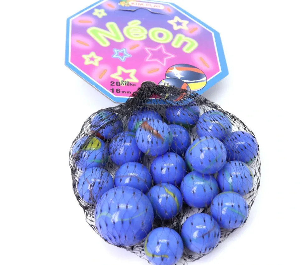 20 Billes néon bleu 16 mm + 1 calot 25 mm -