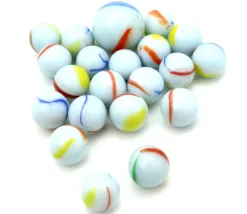 20 Billes opaques blanches avec liseret - Américaine 16 mm + 1 calot