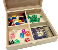 Boite bois 4 compartiments 19.5 x 19.5 x 5.5 cm pour jeux