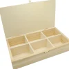 Boite bois 6 compartiments 29.4 x 16 x 6 cm pour accessoires de jeux