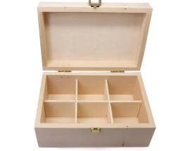 Boite bois 6 compartiments 22.5 x 13.5 x 8 cm - fabrication en France