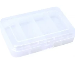 Boite clips mini transparente 4 compartiments 91x66x21 mm vide