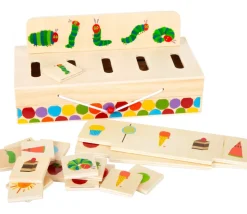 Boite jeu tri des images - chenille qui fait des trous