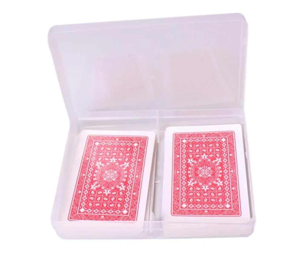 Boite plastique double pour 2 jeux 54 cartes à jouer transparentes vide