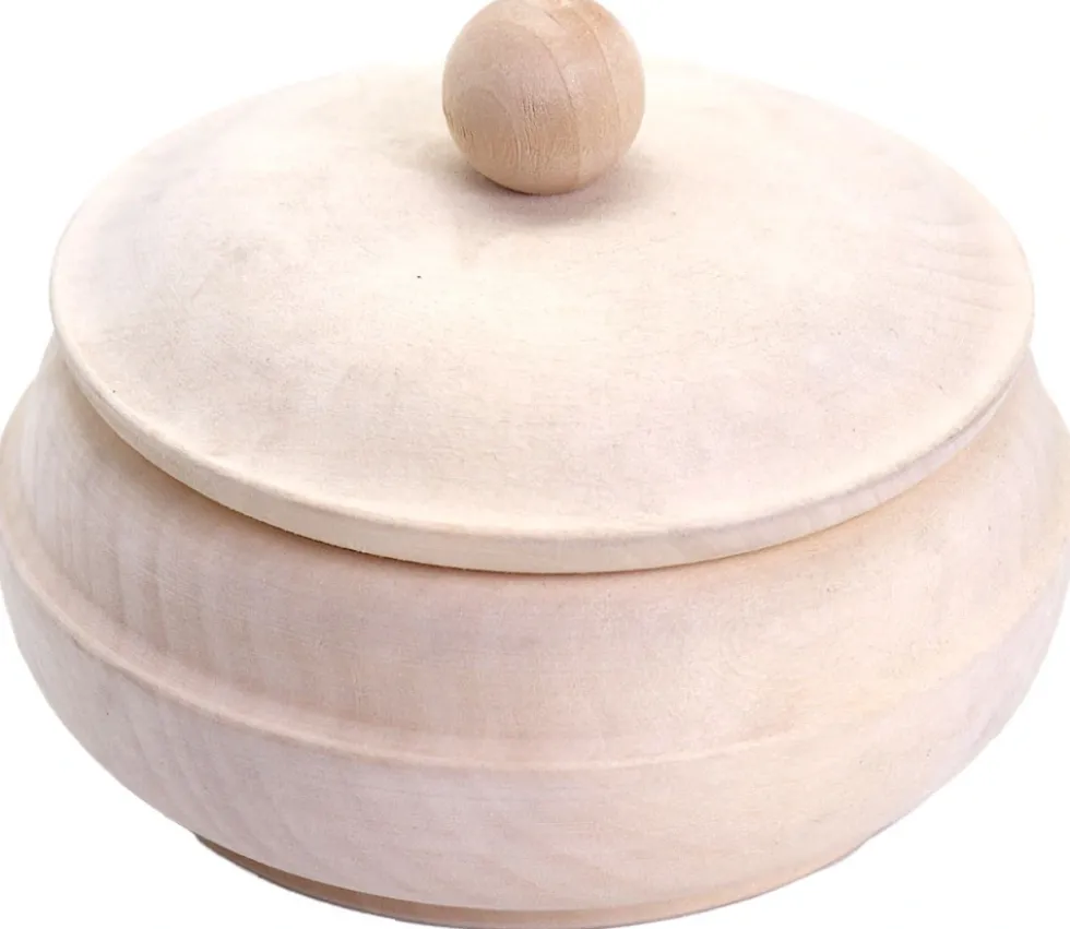 Boite ronde en bois avec couvercle 12 cm - bonbonnière