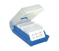 Boite à trier bleue pour cartes 20 x 9 x 6.5 cm plastique avec intercalaires amovibles