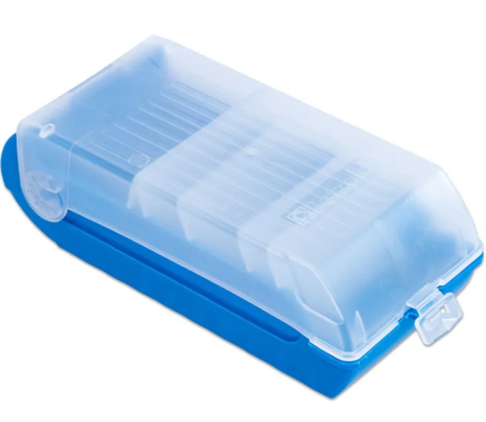 Boite à trier bleue pour cartes 20 x 9 x 6.5 cm plastique avec intercalaires amovibles