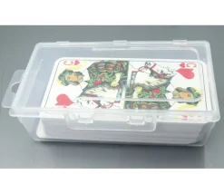Boite 130x76x42 mm vide plastique (format tarot) clips transparente