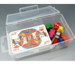 Boite 130x76x42 mm vide plastique (format tarot) clips transparente