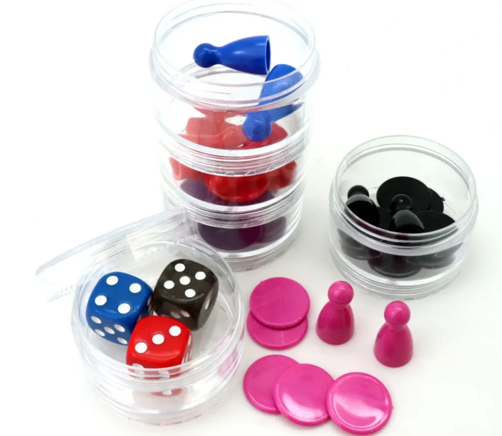 Boîte composée de 5 mini boites empilables rondes de Ø 5 cm en plastique