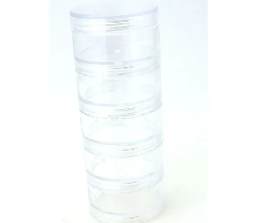 Boîte composée de 5 mini boites empilables rondes de Ø 5 cm en plastique