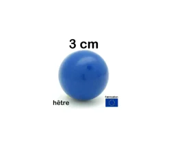 Boule 3 cm couleur bleue en bois - bille hêtre diamètre 30 mm