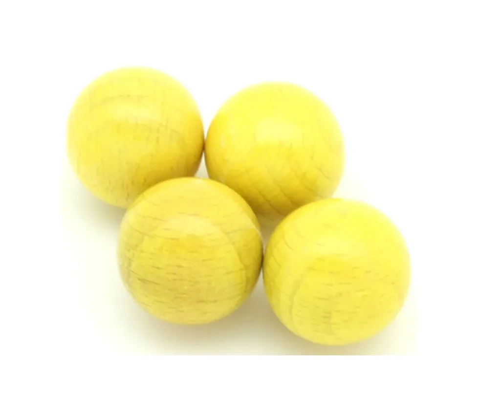 Boule 5 cm couleur jaune en bois - bille hêtre diamètre 50 mm