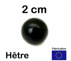 Boule 2 cm couleur noire en bois - bille hêtre diamètre 20 mm