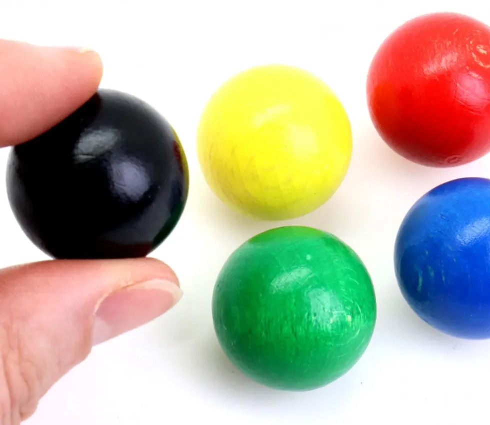 Boule 2.5 cm couleur noire en bois - bille hêtre diamètre 25 mm