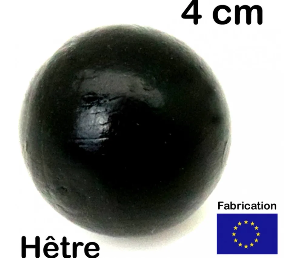 Boule 4 cm couleur noire en bois - bille hêtre diamètre 40 mm