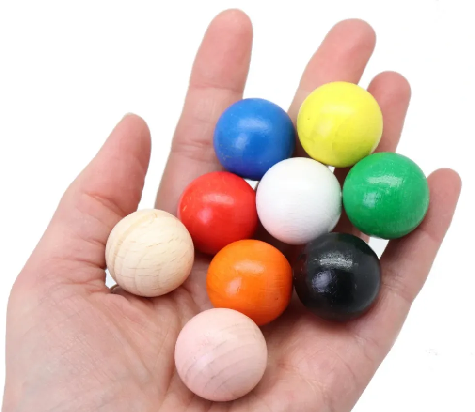Boule 2.5 cm couleur rose en bois - bille hêtre diamètre 25 mm