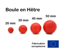 Boule 2 cm couleur rouge en bois - bille hêtre diamètre 20 mm