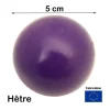 Boule 5 cm couleur violette en bois - grosse bille hêtre diamètre 50 mm