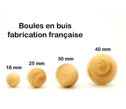 Boule 2.5 cm en bois - bille buis diamètre 25 mm